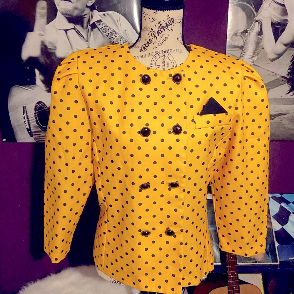 80s Vintage Good Times Yellow Polka dot Blazer